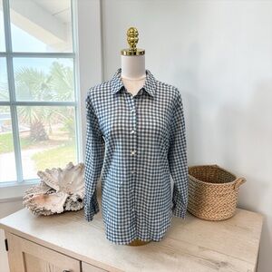 Spartina 449 Women’s Aida Relaxed Button-Up Clara Gingham Bluestone Sz M NWOT